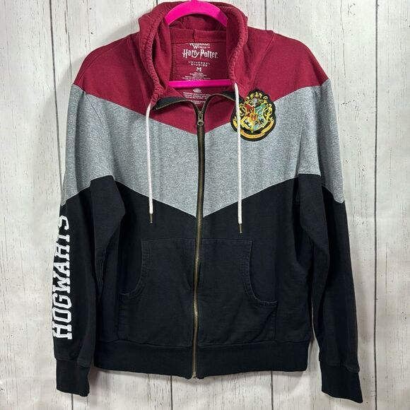 Wizarding World Of Harry Potter Hogwarts Crest Hooded Fleece Zip Sweatshirt - Picture 1 of 14
